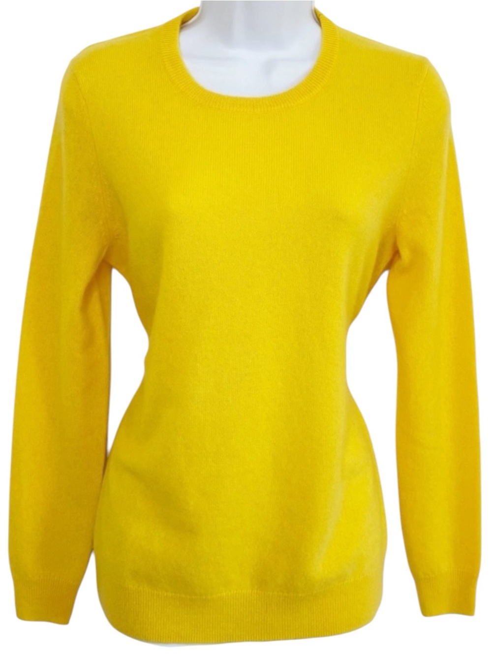 C BY BLOOMINGDALE’S 100% Cashmere 2-Ply Crewneck Sweater Yellow Medium